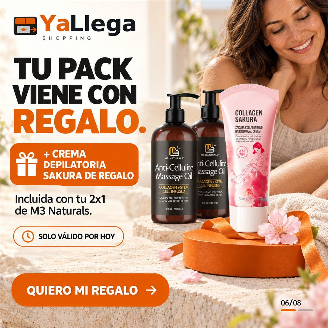 Aceite Anticelulítico M3 Naturals - regalo Sakura