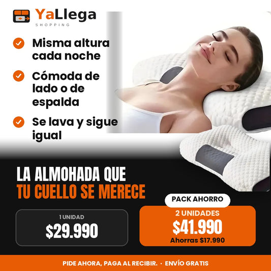 Almohada cervical ergonómica de espuma viscoelástica, 60 x 40 x 10 cm - Ya Llega Shopping