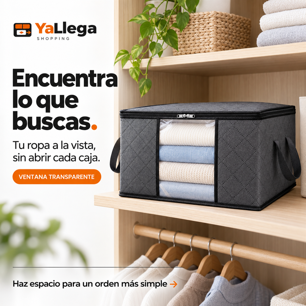 Caja Organizadora Ropa - ventana transparente