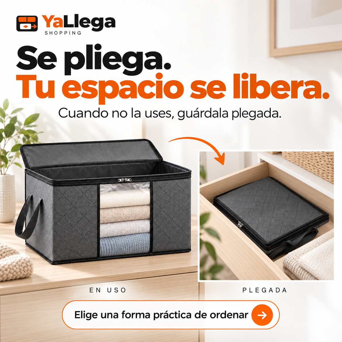 Caja Organizadora Ropa - asas y cierre