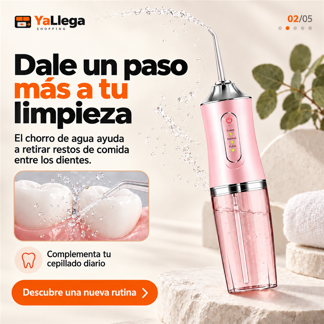 Irrigador bucal portátil con chorro de agua