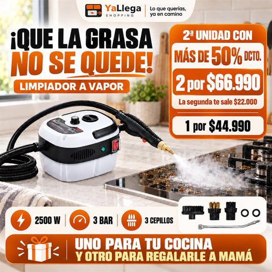 Limpiador a Vapor 2500W Ya Llega Shopping - 1 por $44.990, 2 por $66.990