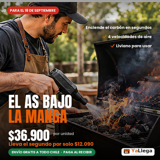 Soplador de aire Turbo Jet — enciende la parrilla en segundos, envío gratis a todo Chile